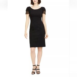 JESSICA HOWARD Sheath Dress Flutter  Glitter Sleeves Size 8P